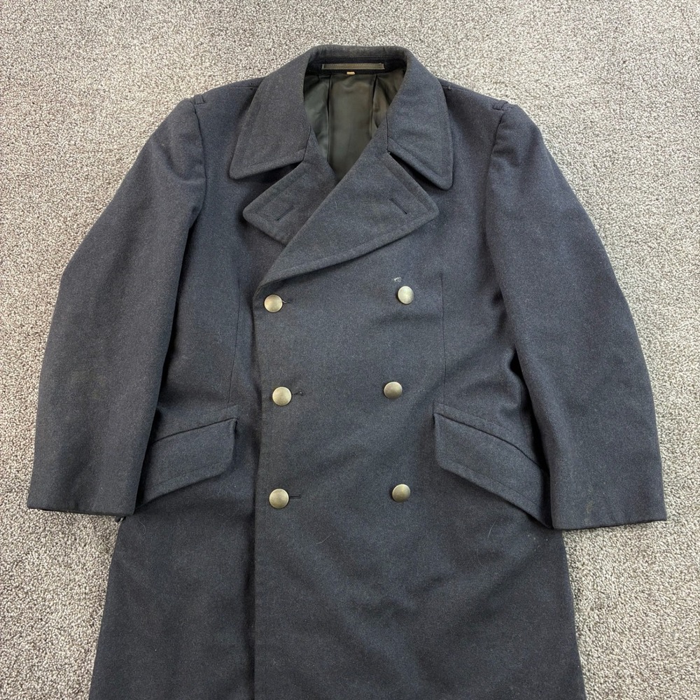Vintage German Military Wool Greatcoat Horstbrink Gray Double Breasted Long Coat